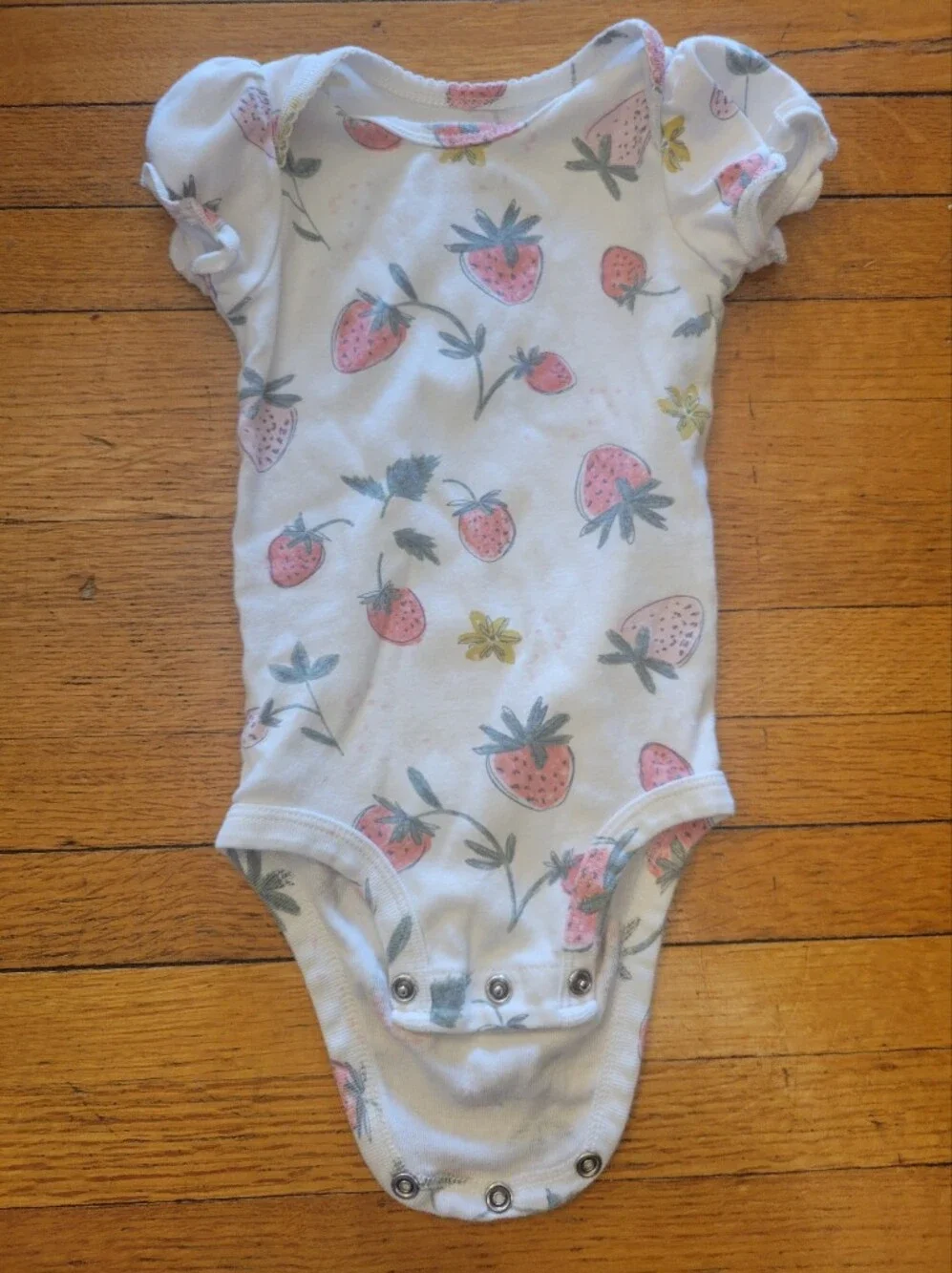 Carters 3-Piece Baby Bodysuit Set - Pink & Mint Strawberry Prints